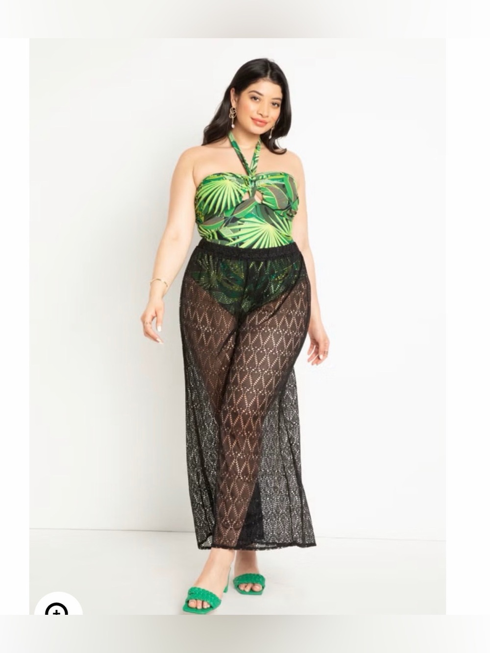 Eloquii Geometric Mesh Wide Leg Cover-Up Pants -black
Size 22/24
